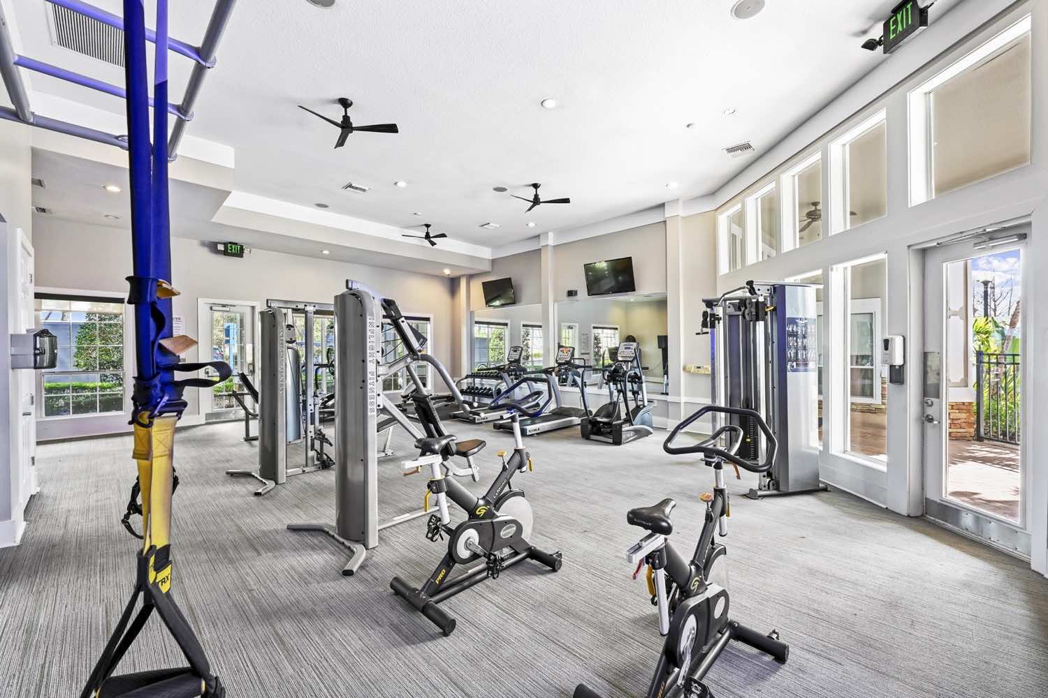 fitness center with cardio and strength stations